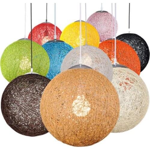 Modern Ma Rattan Ball Wicker LED Pendant Light For kids room Christmas Xmas Wedding baby room decoration Party bar aisle lamps