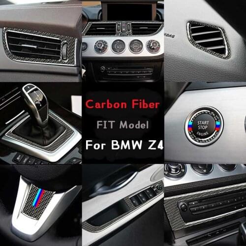 Mutips For BMW z4 e89 Carbon Fiber Sticker Car Interior Center Console CD AD Air Outlet Frame Cover Trim Car Styling 2009-2015