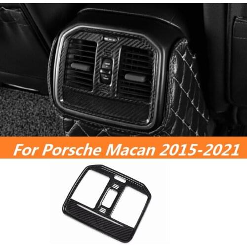 Dry Carbon Fiber Interior Trim Rear Outlet Decoration Frame Car Accessories Fit For Porsche Macan 2015 -2021