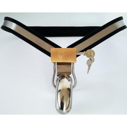 Y type stainless steel chastity belt+silicone male chastity belt men,mens chastity belt men device,steel chastity cock cage ring