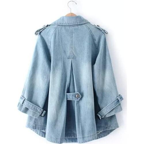 2020 Large Plus Size Women Spring Coat Loose Denim Trench Coat Female Casual Autumn Windbreaker elegant Jeans Coats tops N831