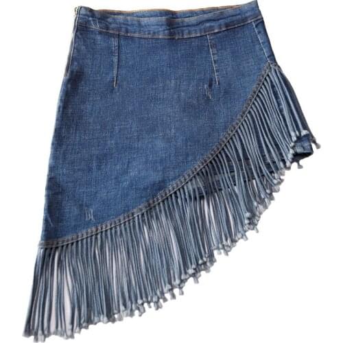 Brand New Woman Trendy Retro Washed Irregular Denim Skirt Female Summer High Waist Denim Skirts Elastic Bodycon Hip Saia jeans