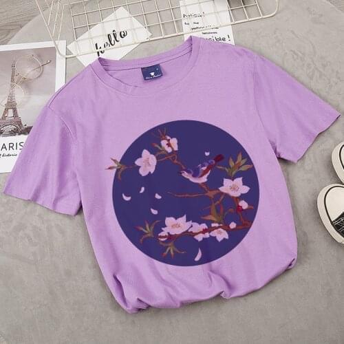 Pick Flowers Graphic Print T-shirt Women Harajuku Aesthetic Purple Tops Casual Tshirt 2021 New Summer Fashion Y2k Female T Shirt