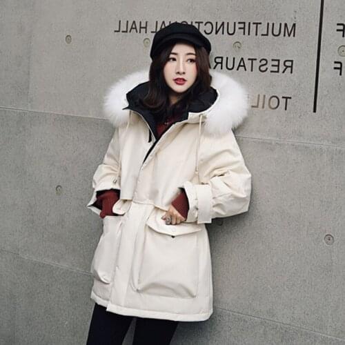 White duck down, jacket women, raccoon fur collar, warm parka, down jacket, winter coat for