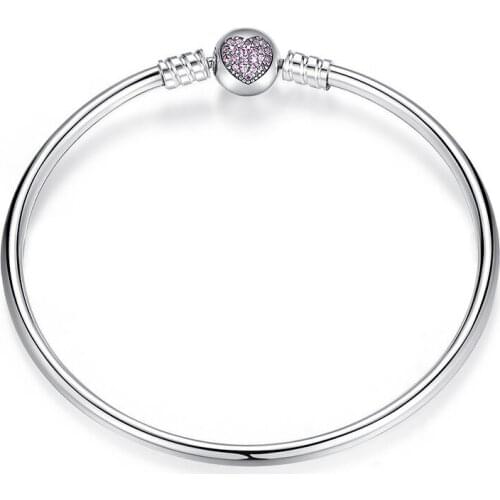 Authentic 100% 925 Sterling Silver Bangle Fit Bracelet Charm Bead Bangle for Women Luxury Jewelry