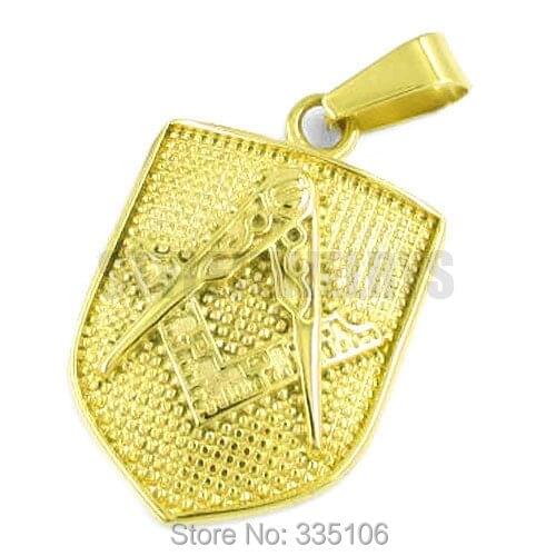 Gold Masonic Pendant Stainless Steel Jewelry Classic Freemasonry Masonic Motor Biker Pendant SWP0321GA