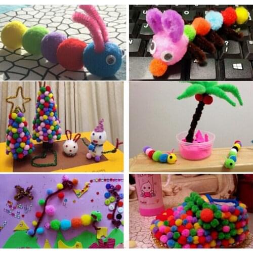 100Pcs DIY Multi-Functional Colorful Round Mixed Fluffy Pompoms Ball Doll Accessories Wholesale