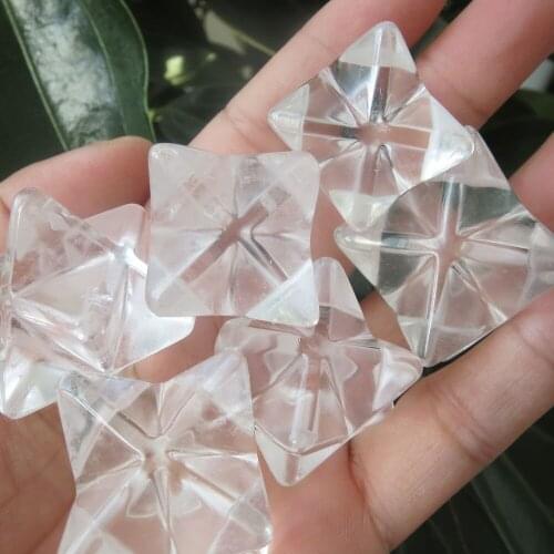 20mm Natural Clear Quartz Crystal Merkaba Star Carving for Crystal Reiki Healing Chakra Holiday Gift