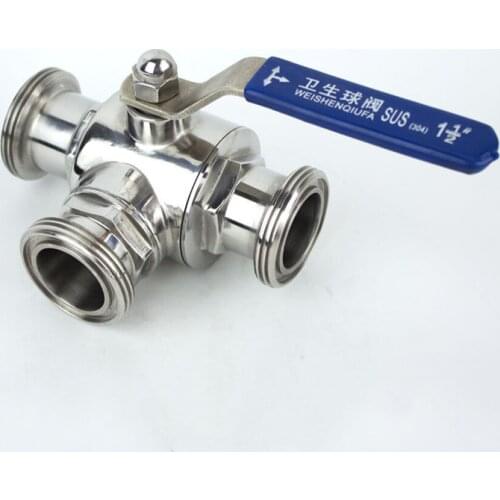 38mm 51mm 1.5" 2" SMS Connection End SUS 304 Stainless Steel Sanitary T L Port Tee 3 Ways Ball Valve Home Brew Beer