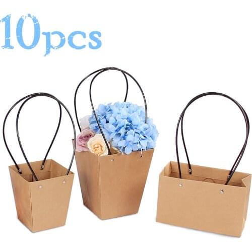 5/10pcs Kraft Paper Bag DIY Flower Wrapping Box Gift Packing Box Bouquet Florist Supplies Wedding Decoration Home Decor
