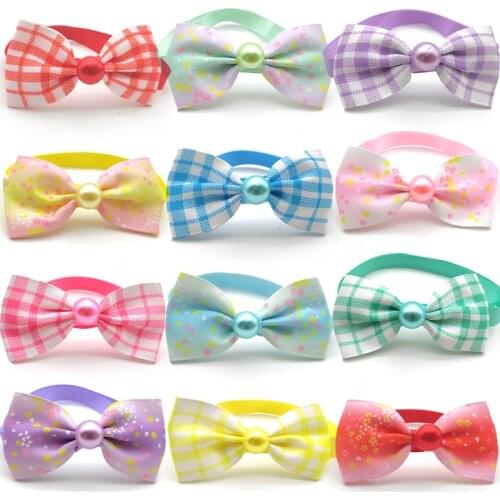 50/100 Pc Pet Dog Grooming Accessories For Small Medium Dog Bowtie Necktie Cute Bowknot With Pearl Puppy Dog BowTie Pet Supplies