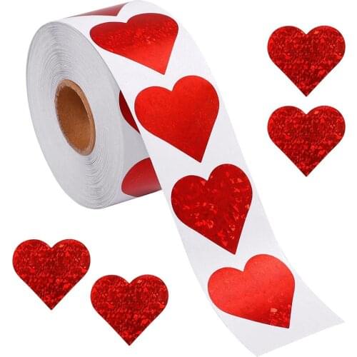 500pcs/Roll Love Heart Shaped Gift Package Sealing Stickers Diary Scrapbooking Festival Birthday Party Present Decor Stickers