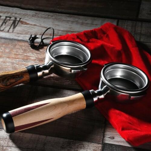 58mm Coffee Machines Handle Filter Holder Golden Sandalwood Coffee Powder Holder Cafe Barista Espresso Accessory