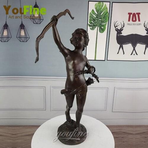 83cm Bronze Cupid Statue Western Art Bronze Angel Sculpture Of Cupid Mythology Figurines Antique Crafts Home Decoration Ornament