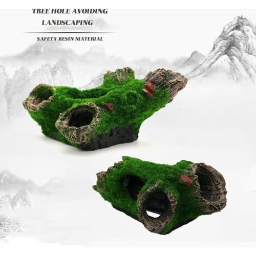 Aquarium Resin Sunken Wooden Fish Tank Landscaping Decoration Flocking Shelter Box Simulation Dead Wood Hole Diamond Tree