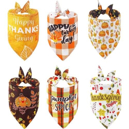 Dog Thanksgiving Bandana Cotton Scarf Bib Grooming Accessories Bandage Collar for Small Medium Large Pet Accessories