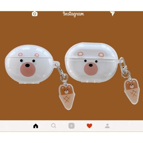 For Huawei FreeBuds 4 4i 3 Pro Case Cute Ice Cream Bear Earphones Cover for FreeBuds Pro 4i 4 3 Soft Protect Shell with Keyring