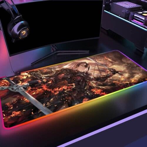 Fate/Grand Order RGB Pc Accessories Led Mouse Pad Gaming Mats FGO Gamer Backlit Mausepad Large Mouse Mat Desk Support DIY