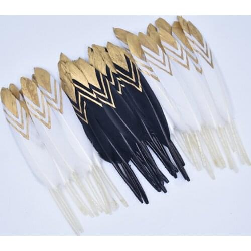 20Pcs/Lot Gold Dipped Duck Feather Goose Feathers for Crafts Pheasant White Feather for Jewelry Making Handicraft Accessories