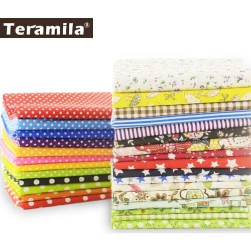 Teramila Cotton Paid Fabrics 25 Different Designs Charm Packs Fat Quarter Meter Quilting Patchwork Craft Dolls Beginners
