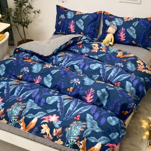 Ins Bedding Set Plant Cute Rabbit Flat Sheets Adult Bed Linen Duvet Quilt Cover Pillowcase Set Full Queen Single Size