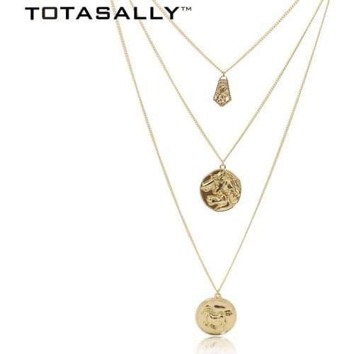 TOTASALLY Metal Coins Pendant Party Necklaces for women 3layers Horse Head Middle East Jewelry Alloy Pattern African Gifts