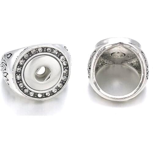 Hot 017 Crystal Flower DIY Metal Ring Fit Ginger 12mm Snap Button Rings Jewelry Charm Rings For Women Teenagers Gift