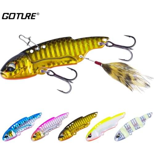 Goture Zooka Metal Spoon Fishing Lure VIB 17g 25g Sinking Vibration Baits with Hooks Snap Feather Tail Fishing Tackle