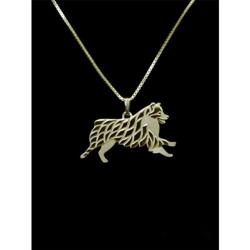 Trendy Australian Shepherd no tail dog pendant necklace women gold silver plated statement necklace men animal jewelry cs go