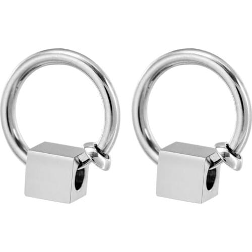 Fashion Men Punk Earrings Hip Hoop Pendant Stainless Steel Nose Ring Stud Earring Unisex Goth Trend Rock Hipster Ear Clip Gift