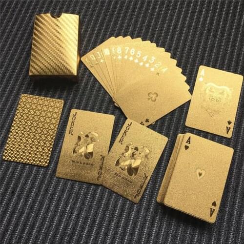 Fashion Waterproof Gold Color Poker Cards Marvellous Luxury Foil Plated Plaid Playing Cards Deck Magic Card Party Games Model