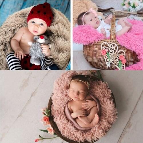 60*70cm Baby Soft Faux Fur Fabric Photography Props Newborn Photographic Backdrops Newborn Blanket Basket Stuffer 69HE