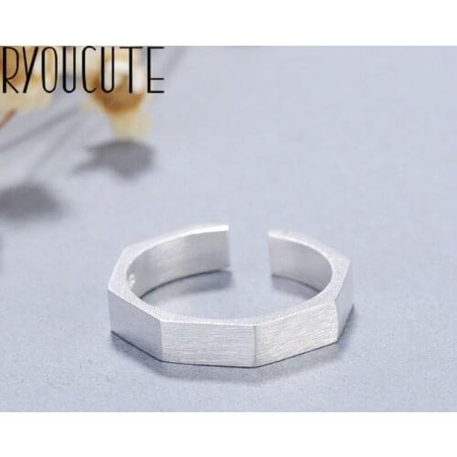 New Trendy Style Silver Color Hexagon Rings for Women Adjustable Size Engagement Rings Girls Gifts Party Jewelry Anillos