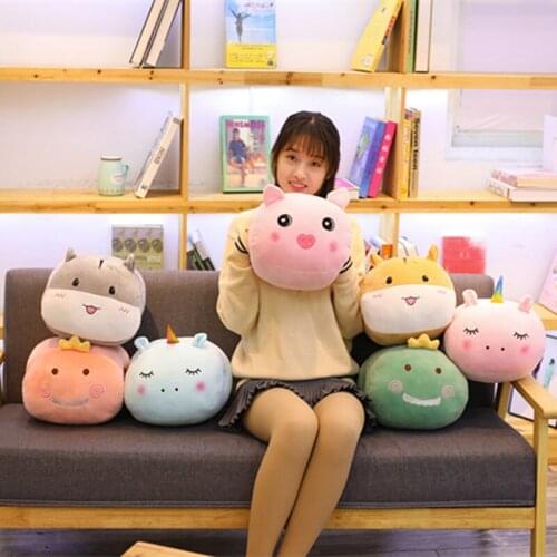 New Soft Plush Toys Stuffed Animal Pillow Cushion Cute Pink Unicorn Dinosaur Fat Pig Lovely Hamster kids Creative Birthyday Gift