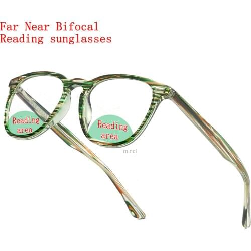2021 New Transition Photochromic Round Frame Bifocal Reading Glasses For Men Women Far Near Multifocal Sunglasses Readers UV NX