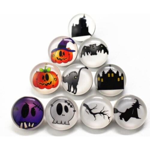Wholesale 10pcs/lot Hallowmas Snap Button pretty Helloween Glass Snap Buttons Fit bangle 18mm DIY Snap Bracelet Jewelry