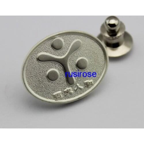 Personality oval shape silver tree metal brooch badge custom made with advanced tip card cap