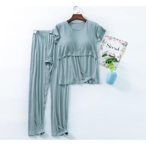 Pajamas Set For Pregnant Women Short Sleeve M-3XL Maternity Nursing Set 2pcs/set Pregnant Womens Sleepwear Modal Breastfeeding