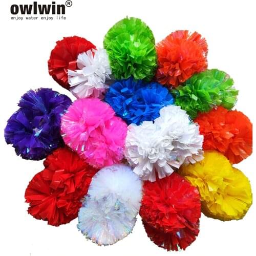 Pompoms cheerleading cheer pom pom ball 4 pcs of plastic handle metallic streamer cheer dance decorator club sport 2 pairs