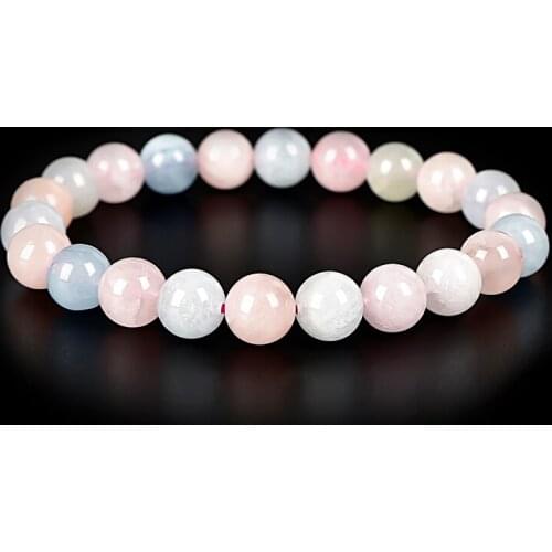 Transparent 8mm Morganite Stone Making Handmade Diy jewelry Bracelet 7.5inch For Beautiful Girls Female H184