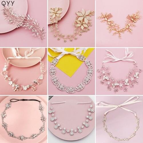 QYY Luxury Rhinestone Headbands for Women Bridal Wedding Hair Accessories Party Hair Jewelry Bride Headpiece Bridesmaid Gift