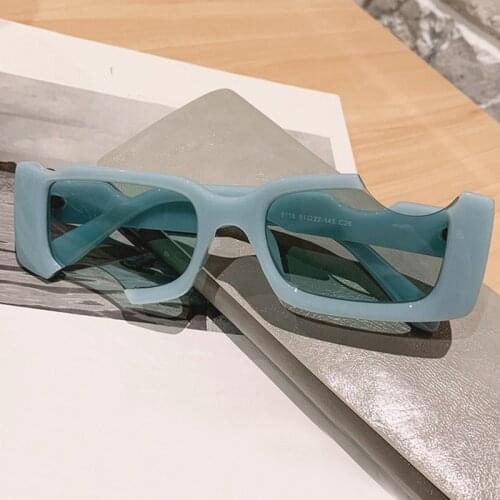 Unique Gap Frame Square Blue Pink Sunglasses For Women Vintage 2021 Fashion Brand Gradient Small Sun Glasses Men Hip Hop Shades