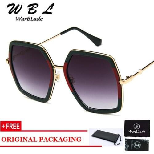 WarBLade High Quality Fashion Sunglasses Women Oversized Crystal Frame Square Sun Glasses Sexy Female Eyewear 2019