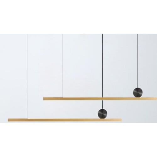 Modern Gold Strip LED Pendant Lamp Rectangle Brass Pendant Lights For Living Room Bedroom Suspension Pendant Lighting PA0283