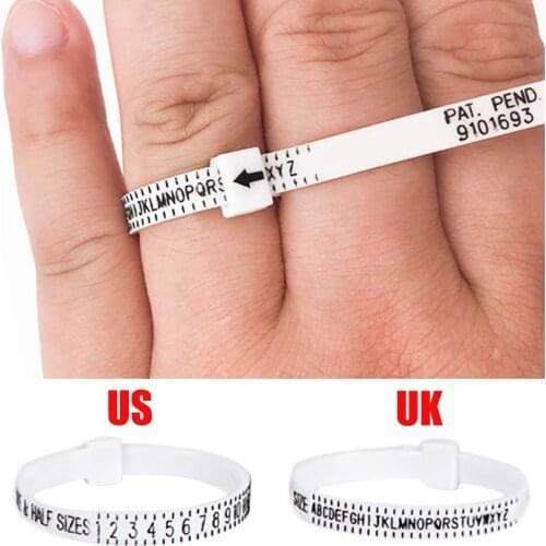 US 1cm - 17cm & UK size a-z Durable Plastic Ring Sizer measuring for Jewelry tools ring size