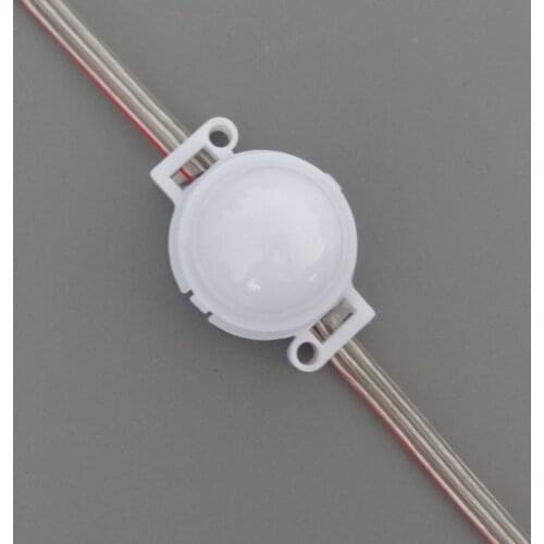 20pcs/string 30mm 12V WS2811 LED addressable rgb full color pixel module;IP68;milky cover;0.72W;clear wire