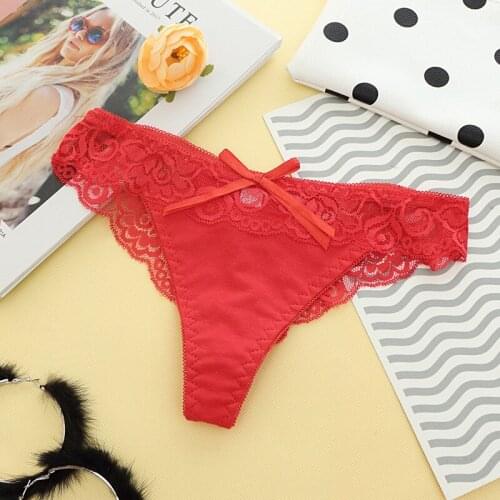 Low-waist Lace Perspective Sexy Temptation Ladies Thong One Piece of Seamless Large Size Briefs Summer Thin T Pants Sexy