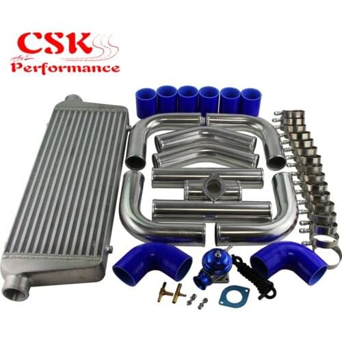 Universal 2.25" 550x230x65mm Intercooler +Aluminum Pipe Hose Kit+BOV Kit Blue/Black
