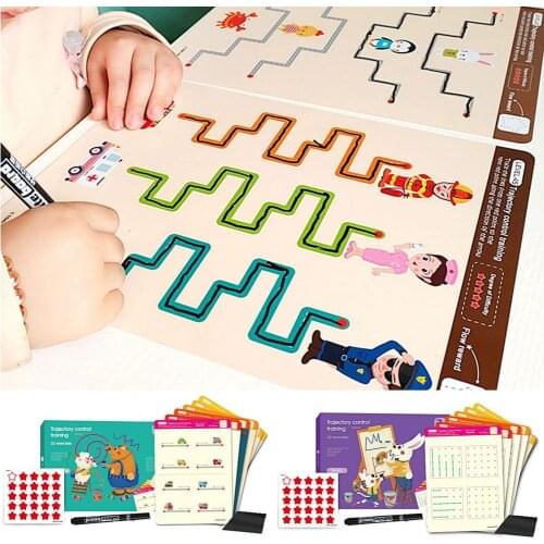Fun control pen with dot painting training card kindergarten labyrinth teaching aids childrens concentration training early edu