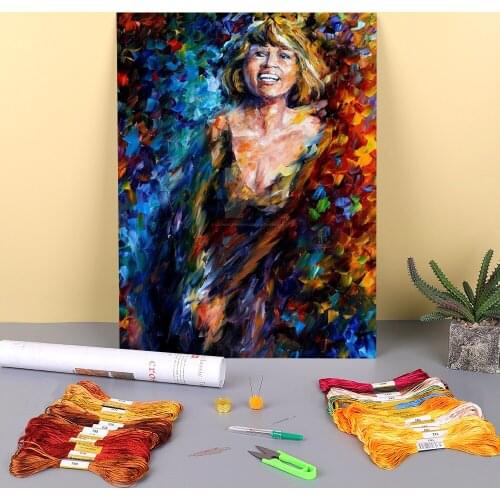 Whitney Houston Printed Canvas 11CT Cross-Stitch Embroidery Full Kit DMC Threads Painting Handicraft Sewing Different